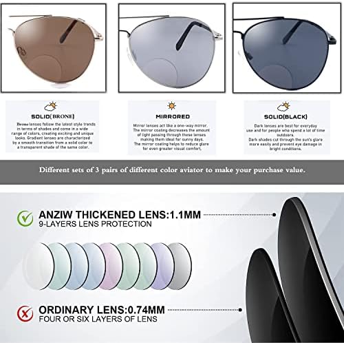 Класични Бифокални Очила За Сонце, Машки Командни Авијатичарски Метални Очила За Читање