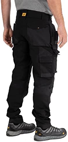 Caterpillar Advanced Trangemark Trademark Pantans Pants за мажи со артикулирани колена, страничен карго џеб и џебови со двојна алатка