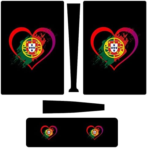 Срце На Португалија Знаме 3 парчиња Налепница За Капак На Целото Тело ЗА PS5 Дигитално Издание ЗА PS5 Конзола и Контролер