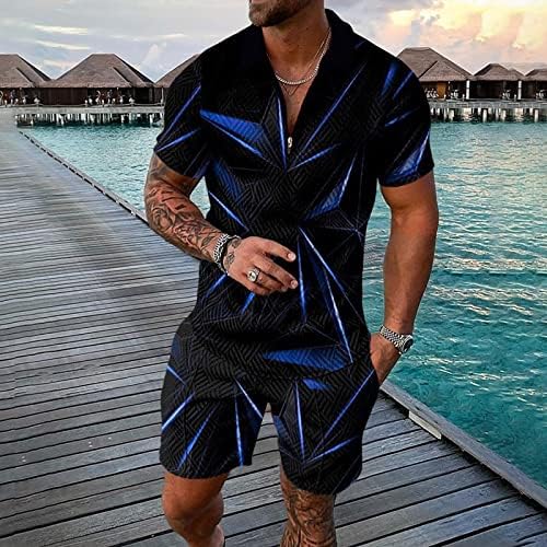 Bmisegm летни мажи кошула Брз сув 3Д кратки ракави костуми од шорцеви плажа Тропски Хавајци тело 3xl костум за капење за капење за