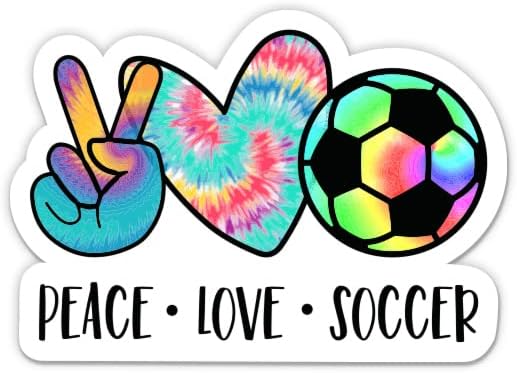 Peace Love Soccer налепница - налепница за лаптоп 3 - водоотпорен винил за автомобил, телефон, шише со вода - декларација на фудбалер