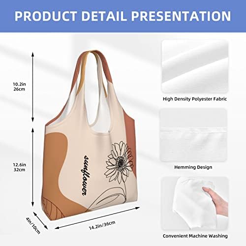 Kmivqge сончогледово платно торбички торбички чанти, сончогледово печатење повторно користено мулти -намена чанти за купување голем капацитет