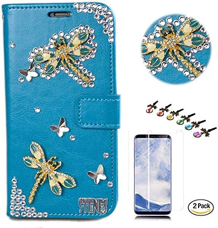 Стенес LG G7 Thinq Случај-Стилски-3d Рачно Изработени Кристално Dragonfly Пеперутка Дизајн Паричник Кредитна Картичка Слотови Пати Медиуми