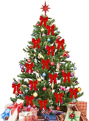Меси Црвен Кадифе Божиќен Венец Лак 24 Парчиња Димензии од 5 В Х 7 Л-Одлично За Божиќна Венец, Големи Подароци, Забави И Многу