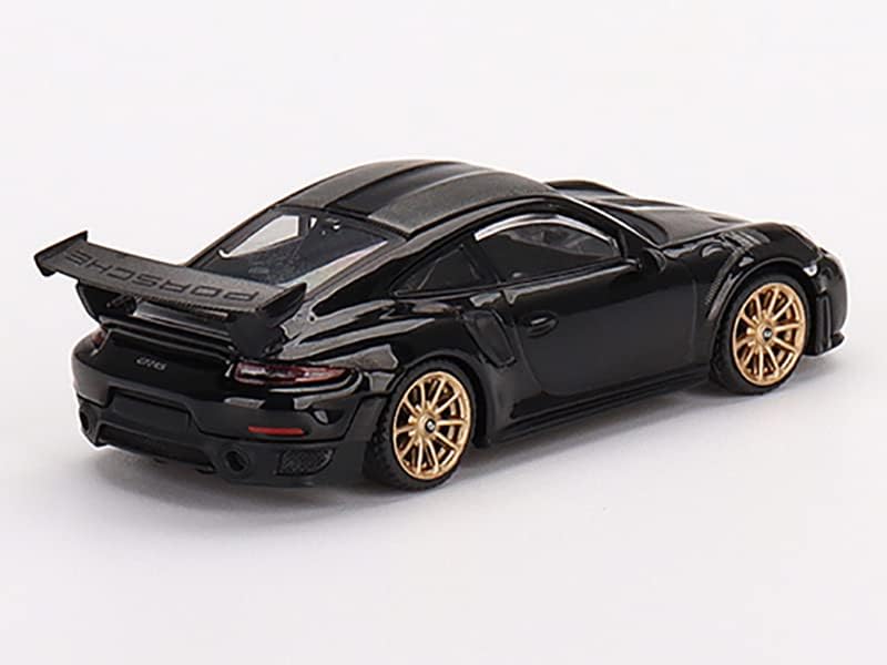 911 GT2 RS Weissach Пакет црна со Carbon Stripes Ltd ED на 3960 компјутери ширум светот 1/64 Diecast Model Car со вистинска скала минијатури