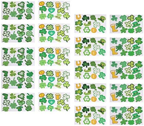 АМОСФУН 20 листови на налепници на ден Патрикс Ден на налепници на зелени шами за самостојно лепење на налепници на лисја на лисја