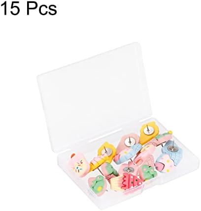 Patikil Push Pins, 15 пакувања во форма на сладолед од палење декоративни челични игла за фотографија со мапи со документи, повеќебојни