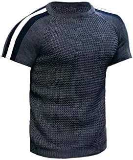 2023 година Нови маички маички маици за контраст во боја на контраст, се истегнуваат кратки ракави тренингот, обичен тенок вклопување Хенли кошула мажи