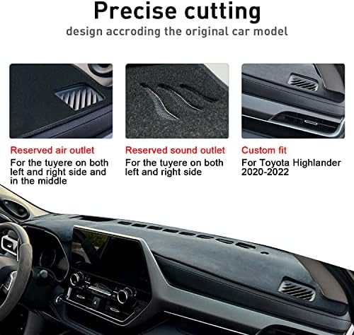 Mochent за додатоци на Toyota Highlander 2020 2021 2022 2023, Dash Cover Dashboard Cover Mat Custom Fit Center Cover Cover Cover Sunshield Pad Highlander 4 -та генерација