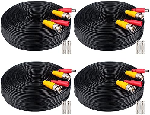 Wildhd BNC кабел 4x100ft, сè-во-едно сијамски видео и жица за безбедност на електрична енергија, кабел за фотоапарати за сите системи