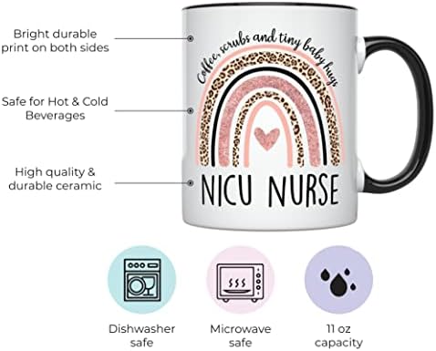 Younique Designs NICU медицински сестри кригла, 11 унци, неонатална чаша за медицинска сестра за интензивна нега, кригла од кафе, подароци за медицински сестри во NICU