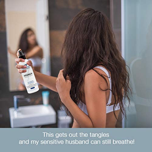 Fragfre Hair Detangler Spray 8 Oz - Оставете во балсам за чувствителна кожа и скалп - Спреј за заштита на топлина во стилизирање - Мирис