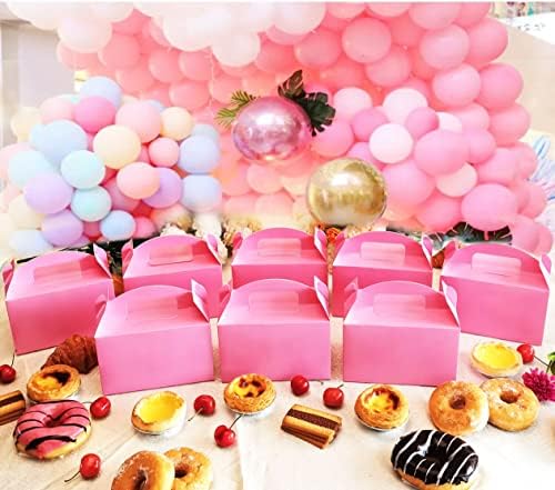 Honchon 24 пакувања розови забави Поволности за лекување на кутии Goodie Gable Boxpaper кутии за подароци со рачки разновидни светли