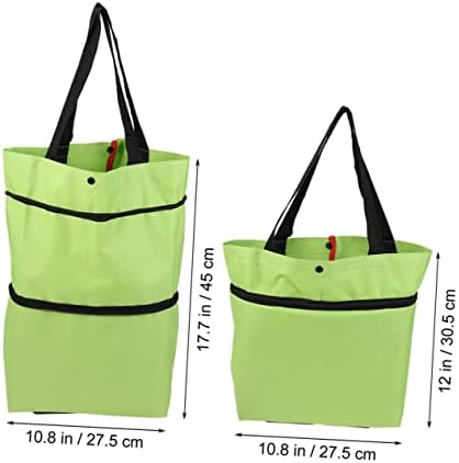 Upkoch 2 парчиња за шопинг торба торба за преклопување на количката за склопување количка за склоплива количка со тркала што може да се