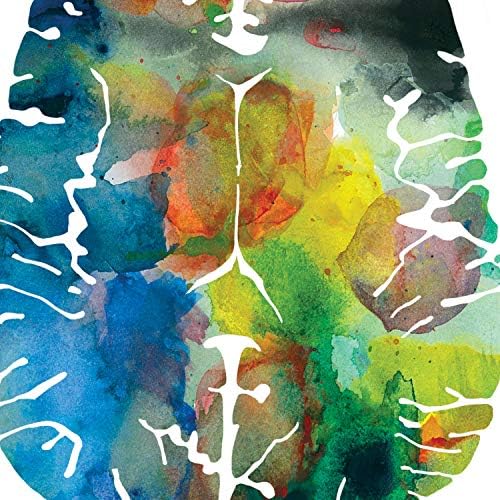 J. Sayuri Axial Human Brain Art - 8,5 x 8.5 - Wallиден декор - Шарена неврологија, невронски мрежи и подароци за психологија - празници и Божиќни