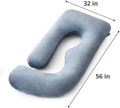 Перници за бременост во облик на чистење ® G - Перница за породилно за бремени жени, капакот за перење, 32 x 56 инчен перница за тело, морнарица