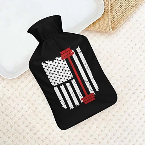 Американско знаме со кревање тегови печатено шише со топла вода со мека кадифен капаче за гумена торба за инјектирање на гума вода 1000