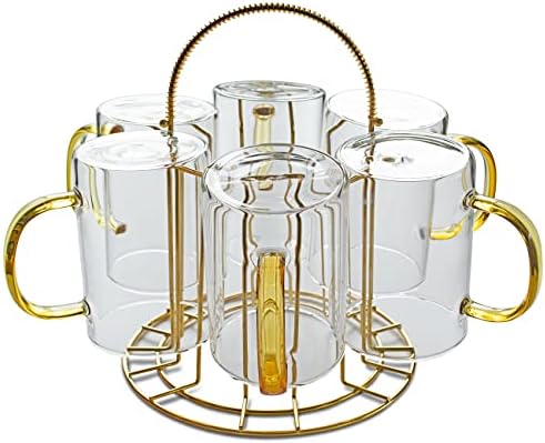XJHOMA Counter Golden Metal Round Curgs Hooks Home кујна за складирање на кујни и чаши чај од чај од 6 парчиња [чај за чај