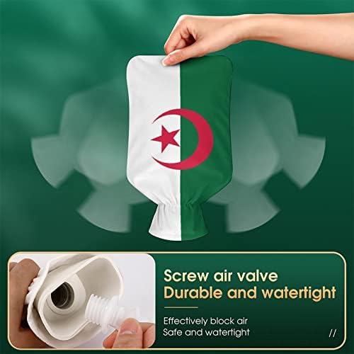 Шише со топла вода со знаме на Алжир со покривка симпатична гума вреќа со топла вода топла вода за кревет софа