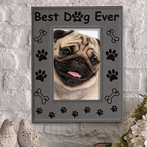 Кејт Пош - Најдобро куче некогаш врежана кожа рамка за слика - подароци за lубители на кучиња, спомен -подароци за кучиња, подароци за роденден, шепи за кучиња и декор