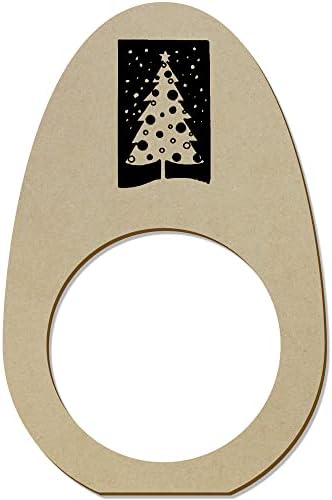 5 x 'новогодишна елка во снег' дрвени прстени/држачи на салфетка