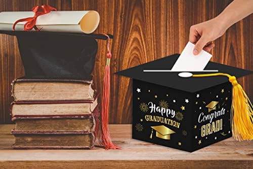 Кутија За Картички За Дипломирање 2023 за Забави, Црна Кутија За Картички Со Капа За Дипломирање Со Реследник За Церемонија На Дипломирање Партиски Материјали Класа