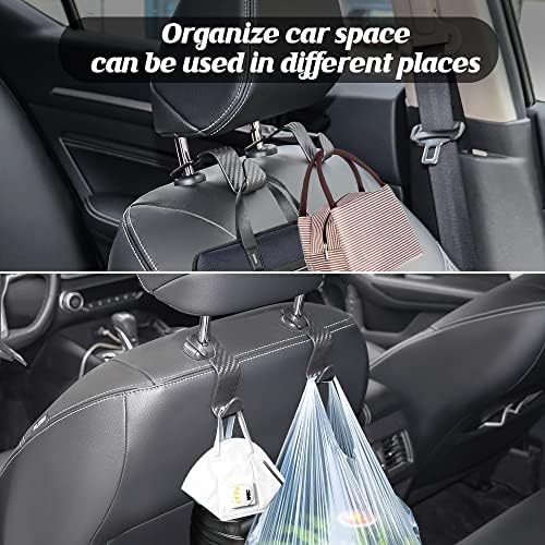 Кука за глава за седиште за автомобили, 4 пакувања куки за јаглеродни влакна, кука за чанти за автомобили за универзално возило, чанти за