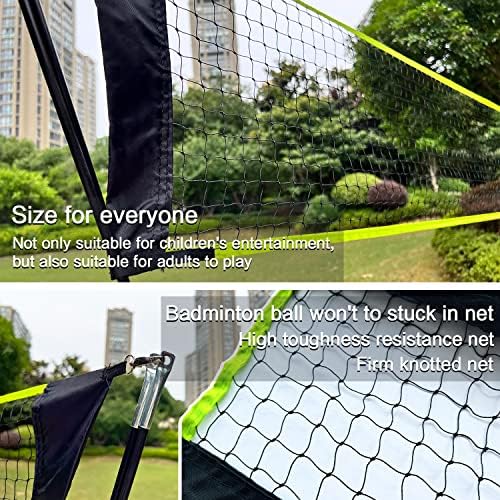 Yiplus Badminton Net Stand преносен за задниот двор, лесната преносна мрежа за пикбол, одбојка мрежа и тениска мрежа за отворено,