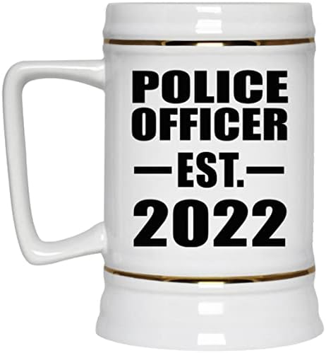 Дизајнирајте Полициски Службеник Основан E. 2022, 22оз Пиво Штајн Керамички Танкард Кригла Со Рачка За Замрзнувач, Подароци За Роденденска