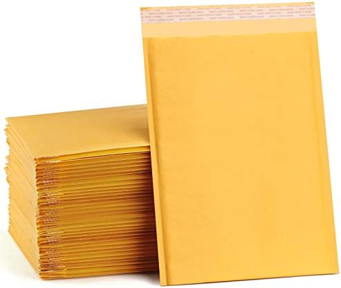 UCGOU KRAFT MAELERS MAILERS 9.5x14,5 инчи 25 Пакувани жолти подложени обвивки 4 Големи пакети за испраќање самото запечатување на