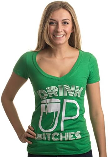 Пијте, кучки! | Смешен Денот на Свети Патрик, женски зелена длабока врат