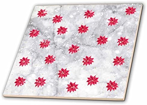 3дроза сликата на мермерна текстура и модел на црвени цвеќиња и снегулки-Плочки