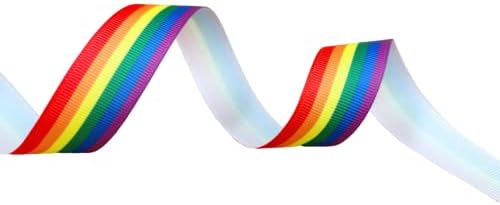 Едно лице ЛГБТК ленти Виножито знаме печатено 7/8 инчи бела грбона лента за геј гордост на геј гордост 10 јарди