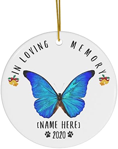 Персонализирано име обичај година Пеперутка сини подароци Нова Година 2024 Декорации Подароци во ovingубов меморија 2023 украси