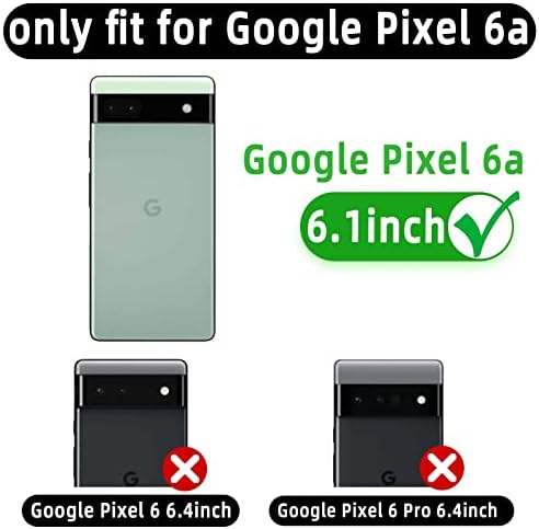 Монасеј Паричник Случај За Google Pixel 6a, [Рфид Блокирање] [Вклучен Заштитник На Екранот] Флип Фолио Кожа Мобилен Телефон Покритие Со Држач