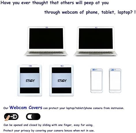 Корица за веб-камера, ултра-тенка за приватност на камерата опфаќа налепница за налепница за лаптоп компјутер компјутер десктоп таблети паметни телефони, леќи за в