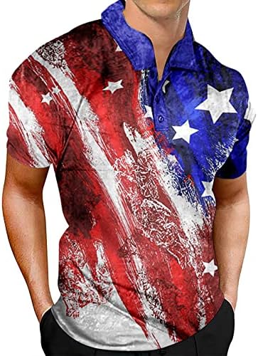 Летни машки маици маички за машки патриотски перформанси Ден на независност на американско знаме класично вклопување кошула маица за