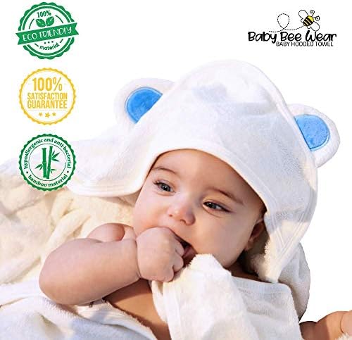 Бамбус за бебиња од бамбус, пешкир за бебиња, ултра мека високо апсорбирана, крпи за бебиња за бања со мечки уши- подароци за туш за бебиња за