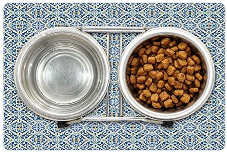 Амбесон Етнички Миленичиња Мат За Храна и Вода, португалски Азулехо Плочки Цветни Европски Средновековен Стил Мозаик Марокански