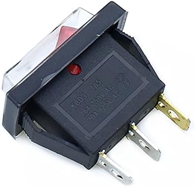 Neyens 1PCS KCD3 прекинувач за напојување 15A/20A 125V/250V 3 Pin Rocker Switch Switch White's Clear Silicone водоотпорен Заштит на обвивката