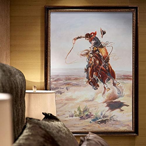 Лош Хос - Чарлс М. Расел рачно насликано масло за сликање на масло, каубој на коњски коњ, американски западни рамнини, модерна уметност за