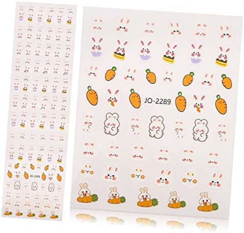 Nolitoy 30 листови Велигденски налепници за нокти за нокти за нокти Калкоманиа пара уас налепници за зајаци од морков нокти за нокти