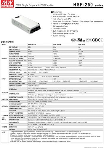 Средна добро HSP-2550-5 5V 50A 250W единечен излез со PFC функција LED знак панел