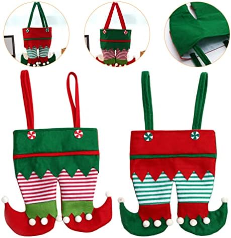 Амосфун 2 парчиња Божиќни Торби За Бонбони Чанта Божиќен Елф Дизајн Торбичка За Пекари Божиќни Добрите Торбички За Празнична