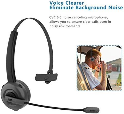 Слушалките за Bluetooth lambergini Bluetooth 5.0, CVC6.0 MIC бучава Откажување, безжични слушалки со USB полнење, на слушалките за уши за возач на камиони, центар за повици, канцеларија и