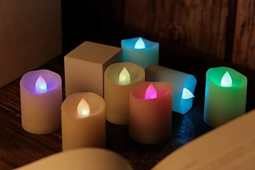Waynewon LED запалени свеќи за гласање, разнобојни далечински управувачки светло - свеќи со батерија за свадба, Денот на вineубените, Божиќ, украси за Ноќта на вештерките