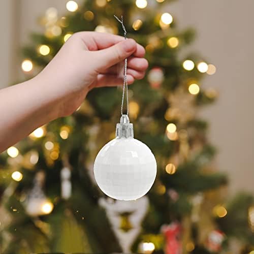Cezoyx 72 парчиња Божиќни украси за топки, 1,6 инчи разнишани топки од дрво од дрво бели празнични украси топки за украси на дрвја, празнична