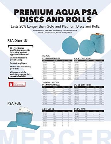 Mercer Industries 583400 PSA единечни дискови со јазичиња, Aqua Stearated алуминиум оксид, 6 x без дупки за прашина, Grit 400C, 100-пакет