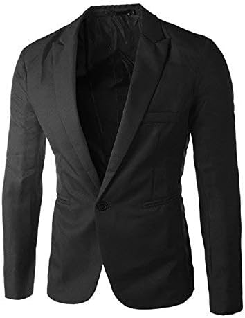 Wenkomg1 Business Blazer For Men Slim Fit Coyting One Count Count цврста боја јакна со долги ракави палто за свадбена облека за свадба