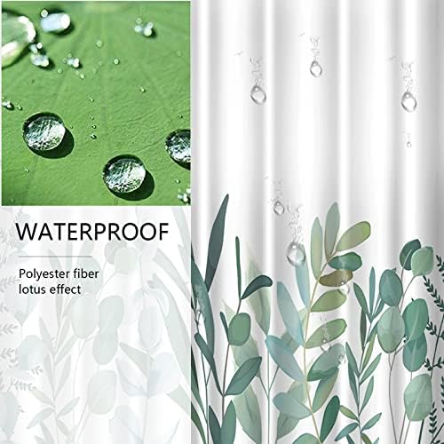 Еукалиптус остава завеса за туширање зелена пролет ботаничка модерна бања туш завеси ткаенина waTerproof, 72 x 72 инчи